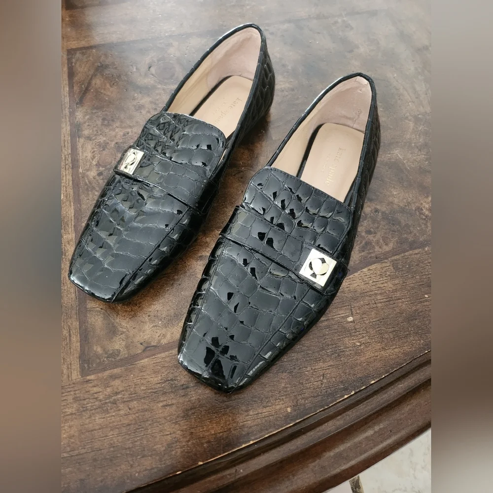 Kate Spade Darien Loafers Croc Embossed Patent Leather Size 8.5